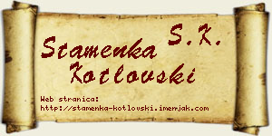 Stamenka Kotlovski vizit kartica